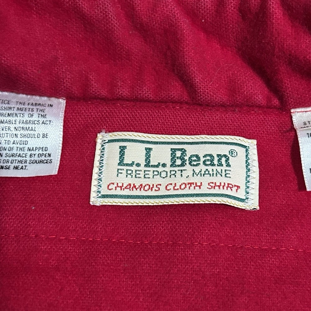 VTG LL Bean Chamois Cloth Shirt Mens 17 Large Regular Red Made in USA Button - Picture 6 of 11